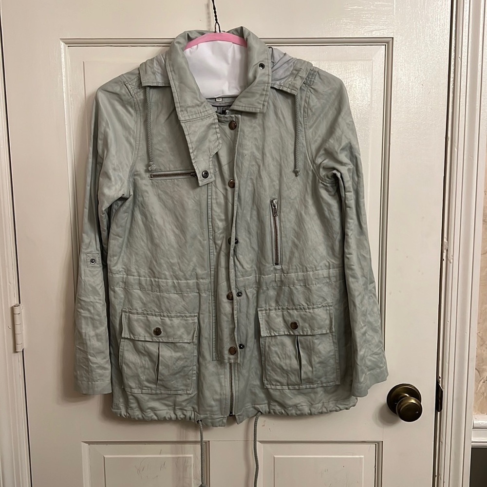 Joie Light Green Utility Hoodie Jacket size Small